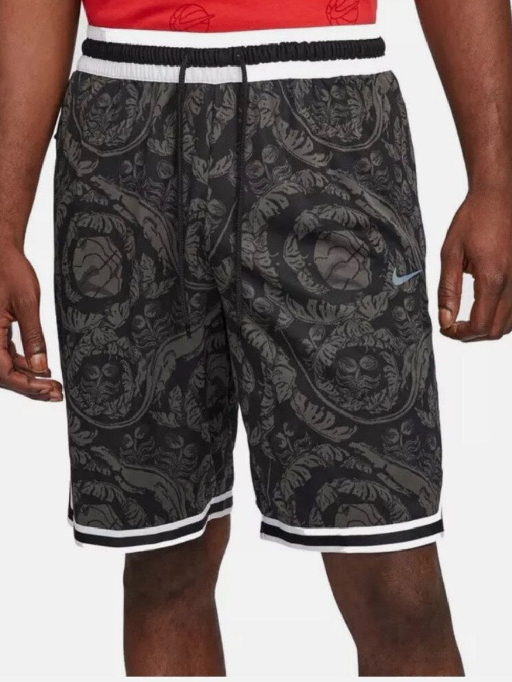 Nike Dri-Fit Black Tapestry Patterned Athletic Basketball Shorts